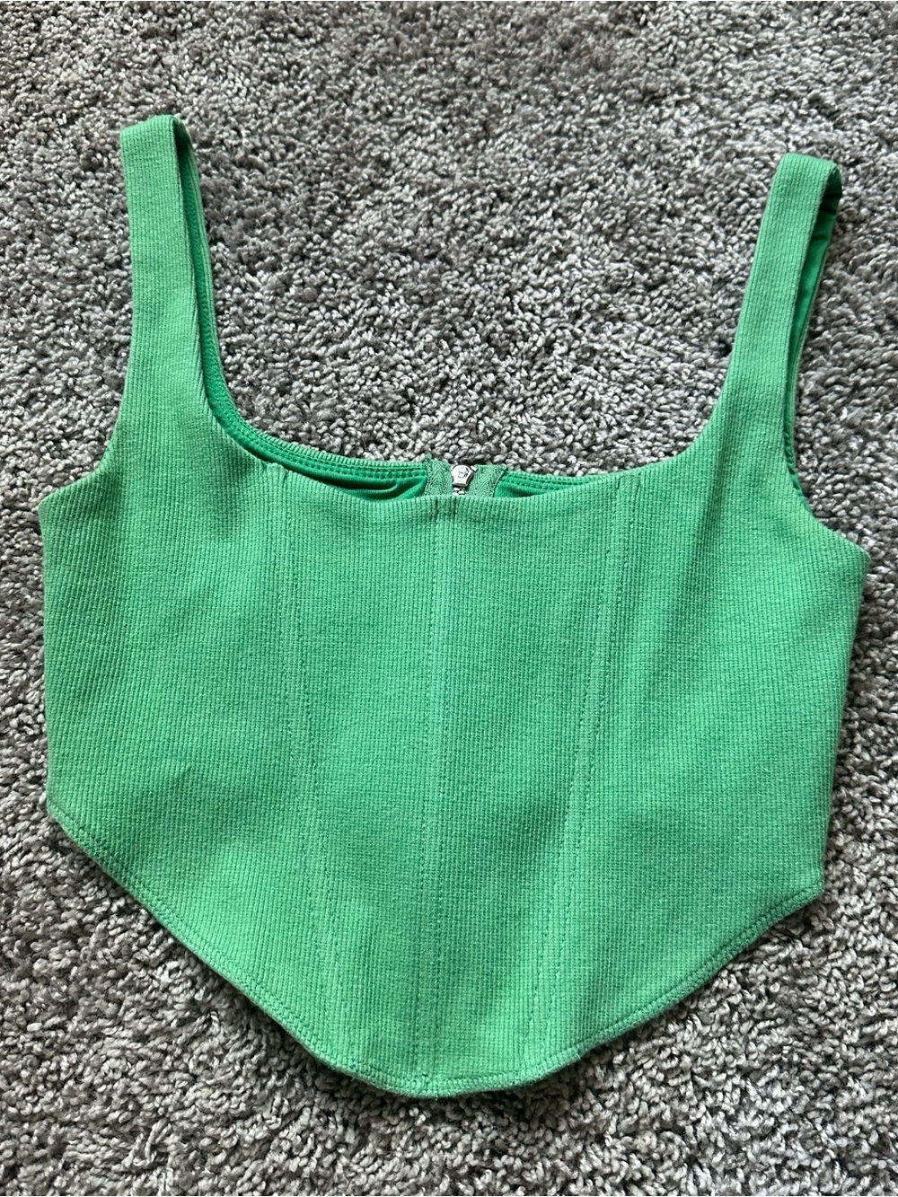 Princess Polly Emerald Green Ribbed Corset Crop Top